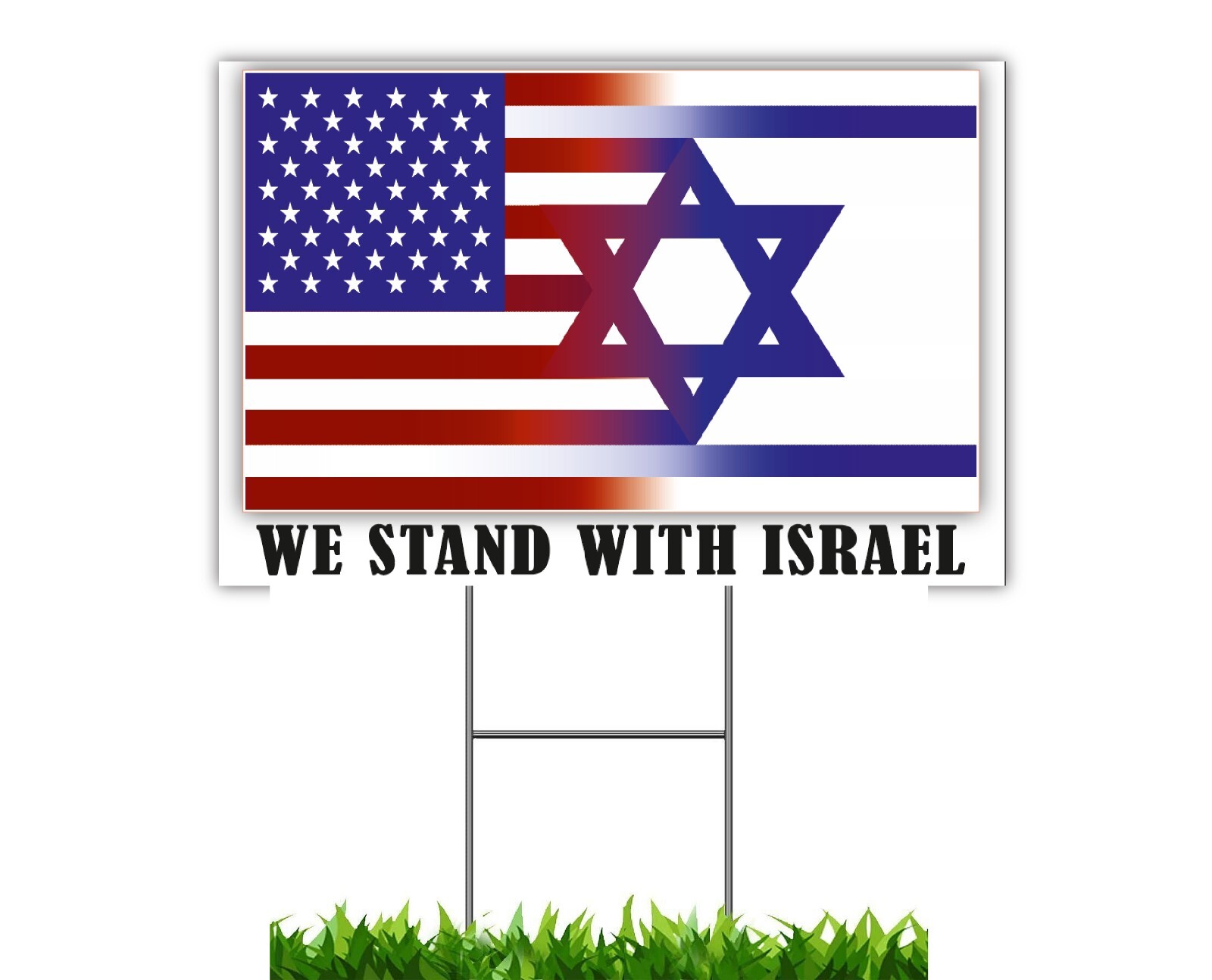 We Stand With Israel Yard Lawn Double sided Sign 12"x18"with Metal Stake US Made We Stand With Israel Yard Lawn Double sided Sign 12"x18"with Metal Stake US Made