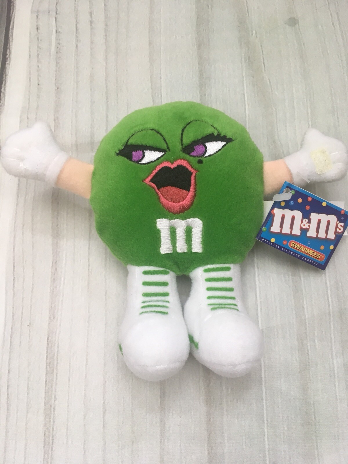 Vintage 1998 M&M's Plush Green 5” Female Girl Swarmees  Expressive Emerald