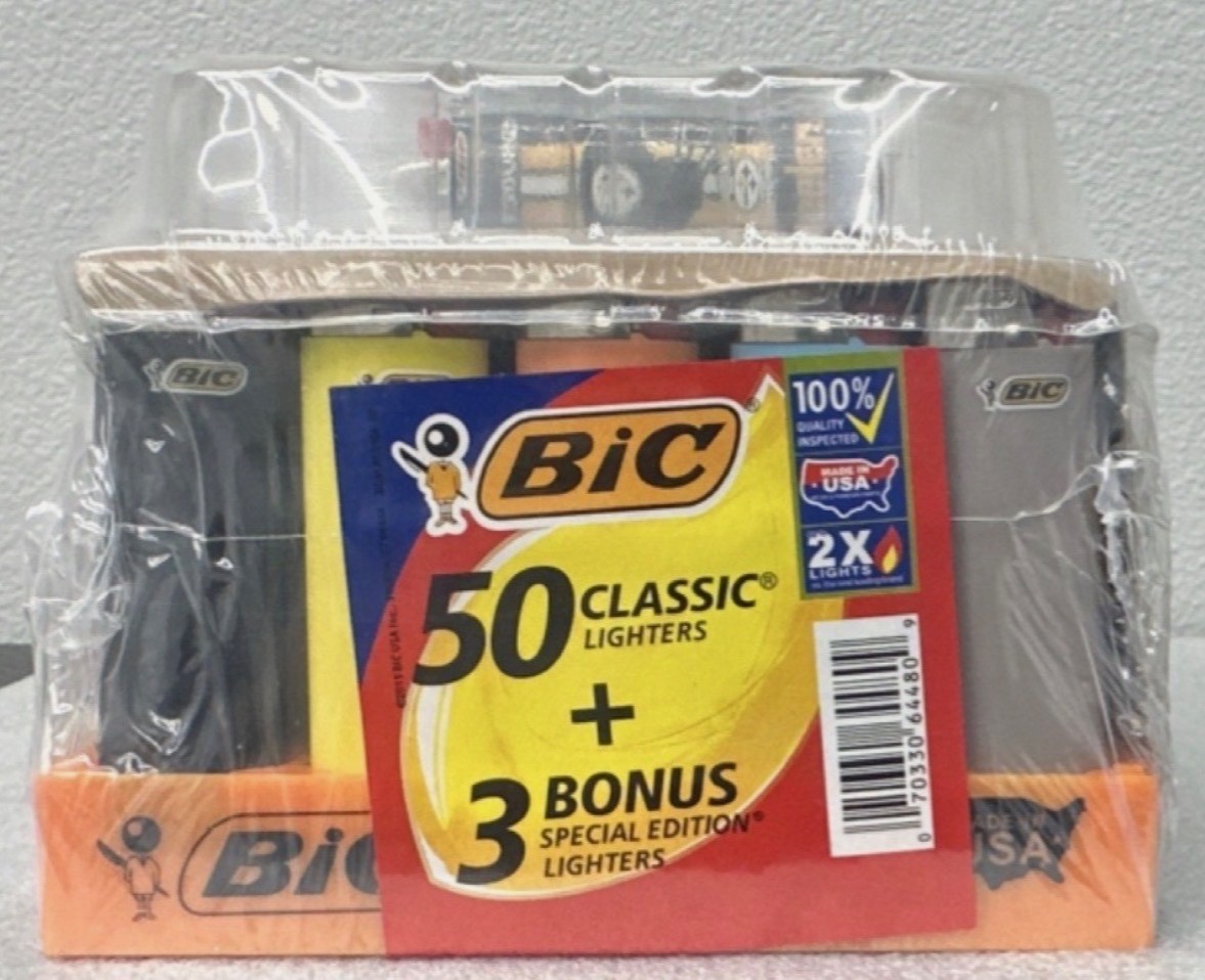 BIC Classic Lighters 50 Pack Multicolor (2 for $85) (+3 BONUS)