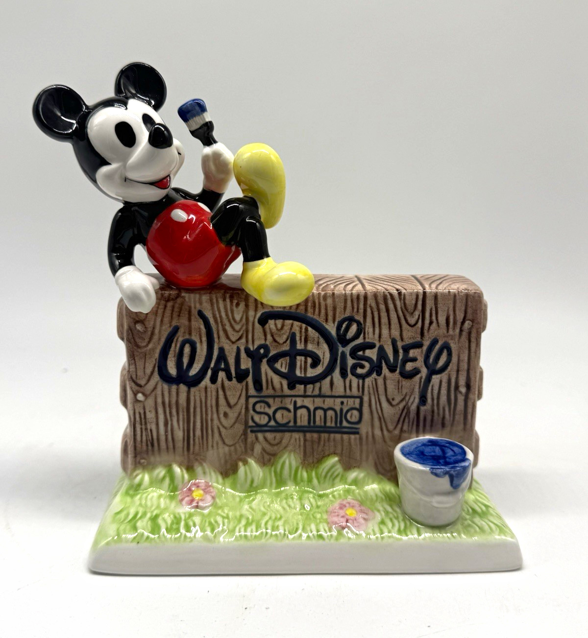 Schmid Walt Disney Dealer Display Sign Mickey Mouse Painting Fence figurine Schmid Walt Disney Dealer Display Sign Mickey Mouse Painting Fence figurine