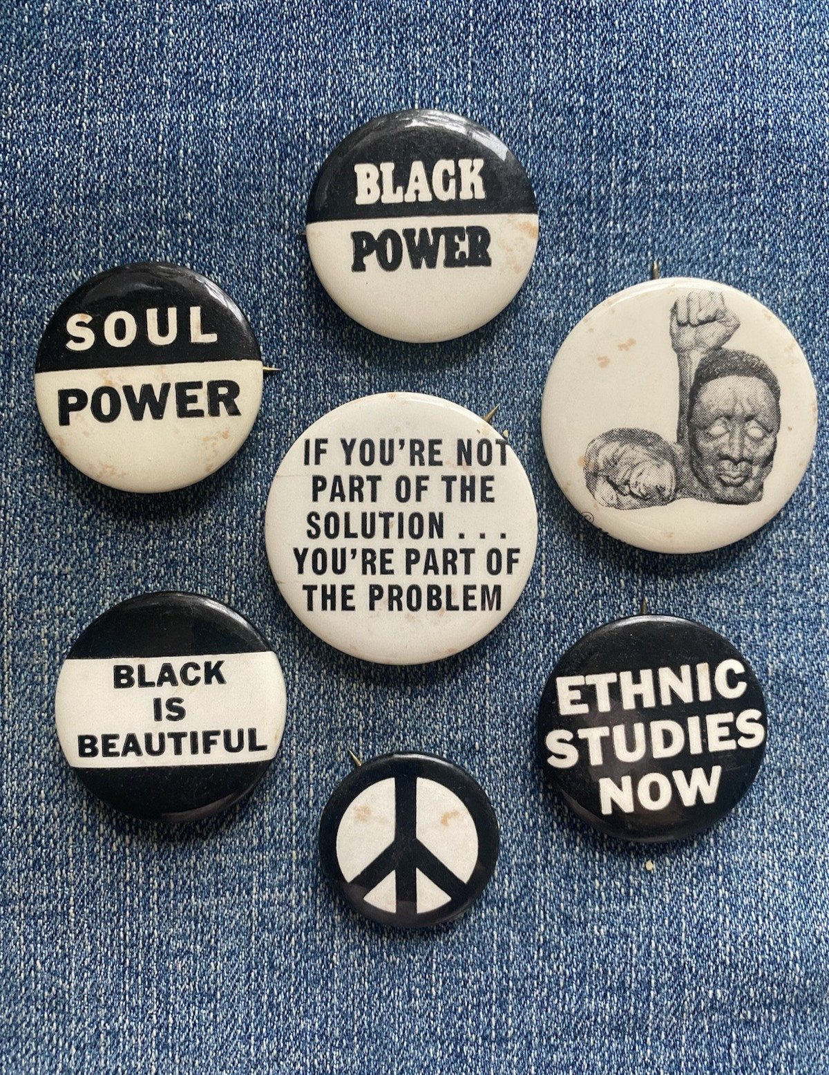 Rare VINTAGE N.O.S. " Civil Rights Protest "7  Celluloid Pinback Collection