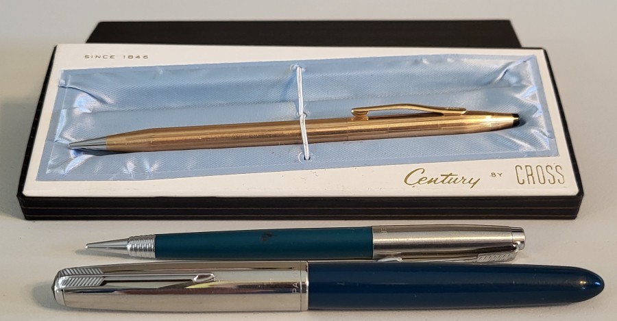Vintage 1950's PARKER 51 "Special" Fountain Pen + Pencil & 12K Gold-Filled Cross