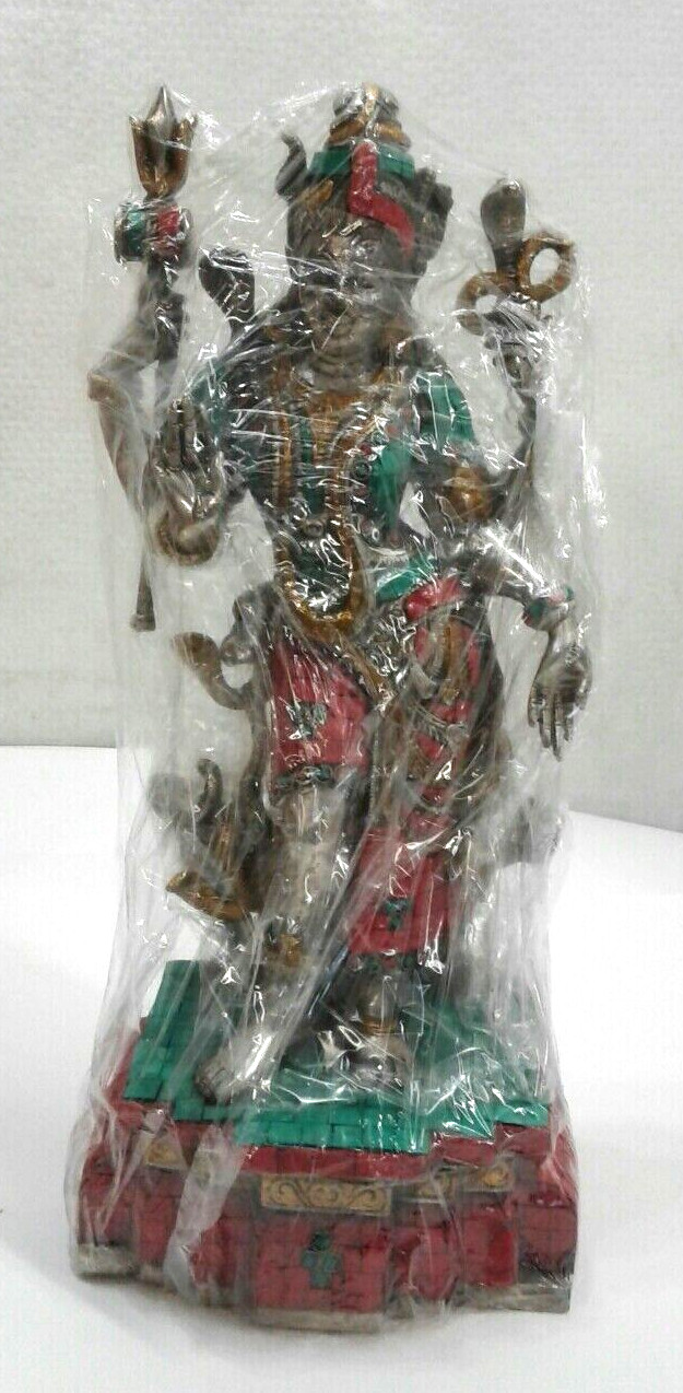Ardhanarishvara Shiva Shakti Coral&Turquoise Inlay 19" Hand Crafted Brass Statue Ardhanarishvara Shiva Shakti Coral&Turquoise Inlay 19" Hand Crafted Brass Statue