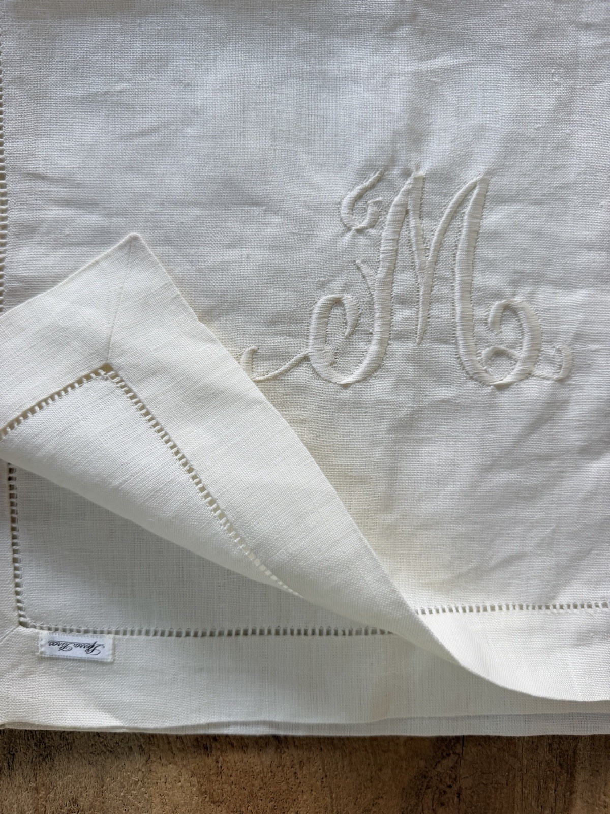 Vintage Sferra Bros Linen Table Runner Monogram M Hemstitch 54x16 Cottagecore Vintage Sferra Bros Linen Table Runner Monogram M Hemstitch 54x16 Cottagecore
