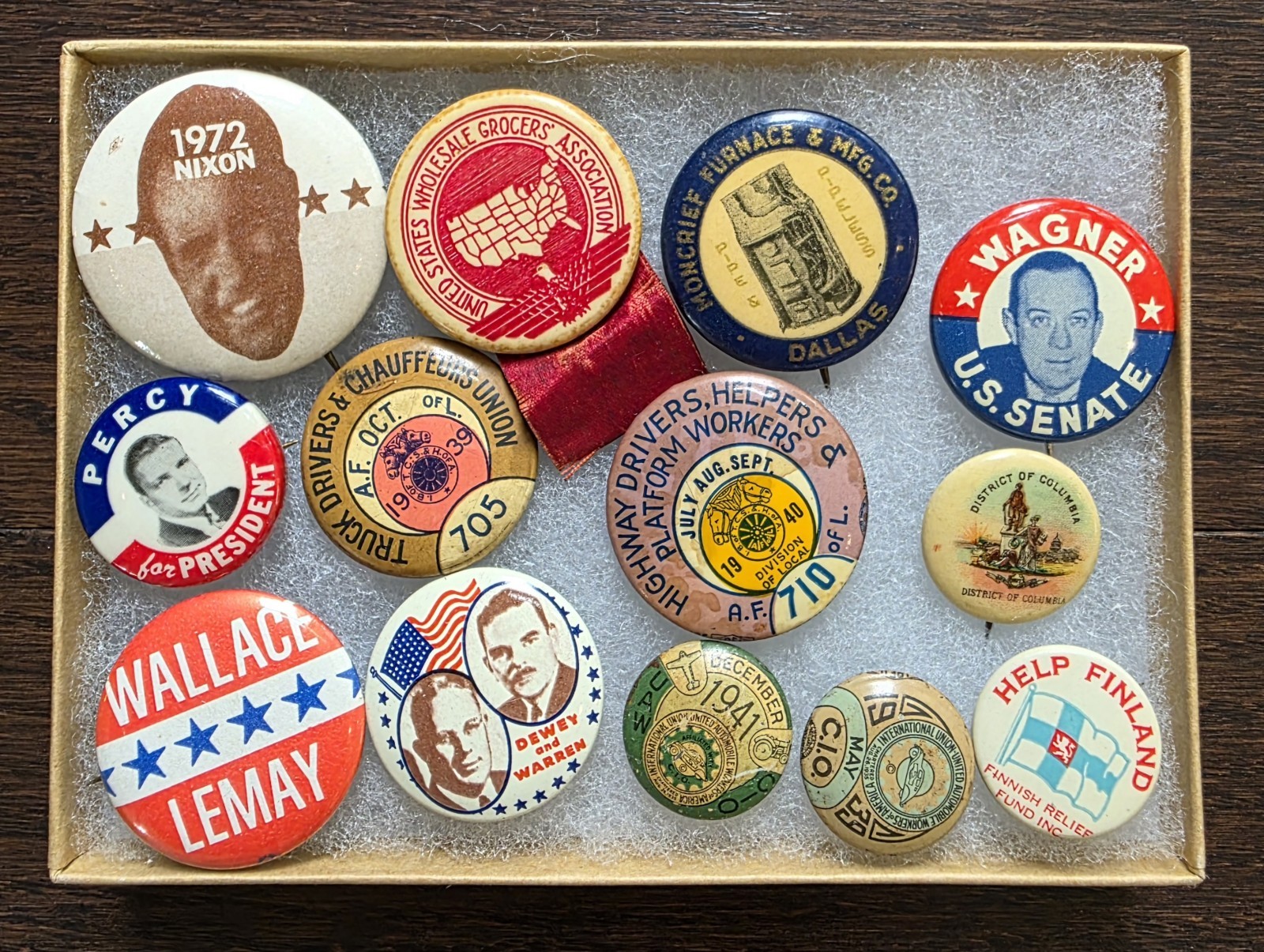 Lot of Vintage Antique Pinbacks - Political, Union, Rare Moncrief Furnace Dallas