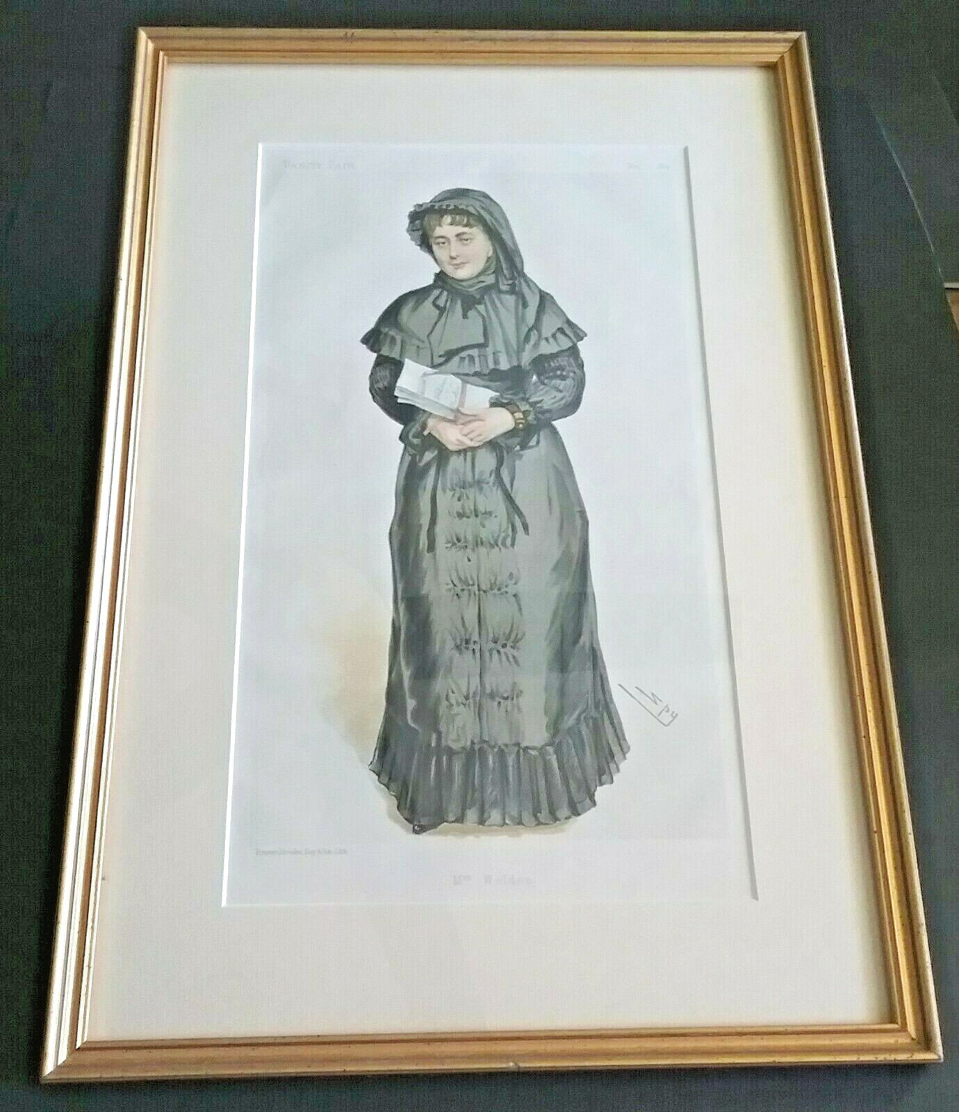 Vanity Fair Mrs Georgina Weldon 1884 Colored Lithograph Framed Matted Vanity Fair Mrs Georgina Weldon 1884 Colored Lithograph Framed Matted