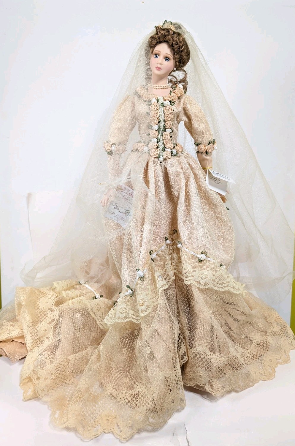 Katherine's Collection At Silver Lake Emma Bride Porcelain Doll With Stand