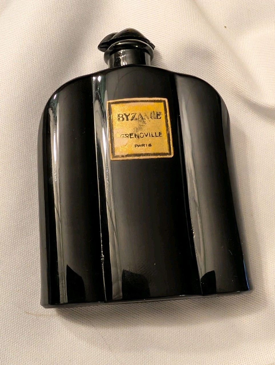 Rare Antique Byzance Grenoville Paris Black Glass Perfume Bottle Empty Rare Antique Byzance Grenoville Paris Black Glass Perfume Bottle Empty