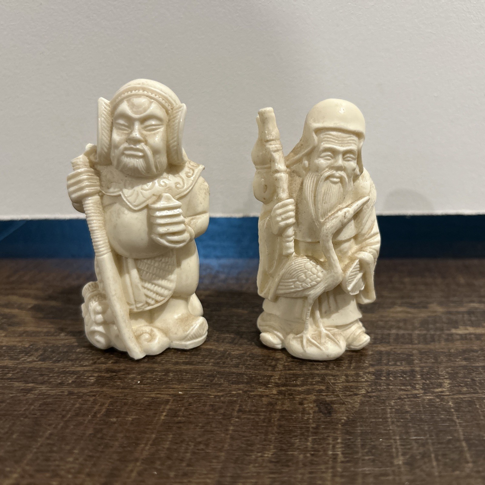 Vintage Chinese Resin Asian Figurines “Prosperity” & “Long Life” Ivory Like Vintage Chinese Resin Asian Figurines “Prosperity” & “Long Life” Ivory Like