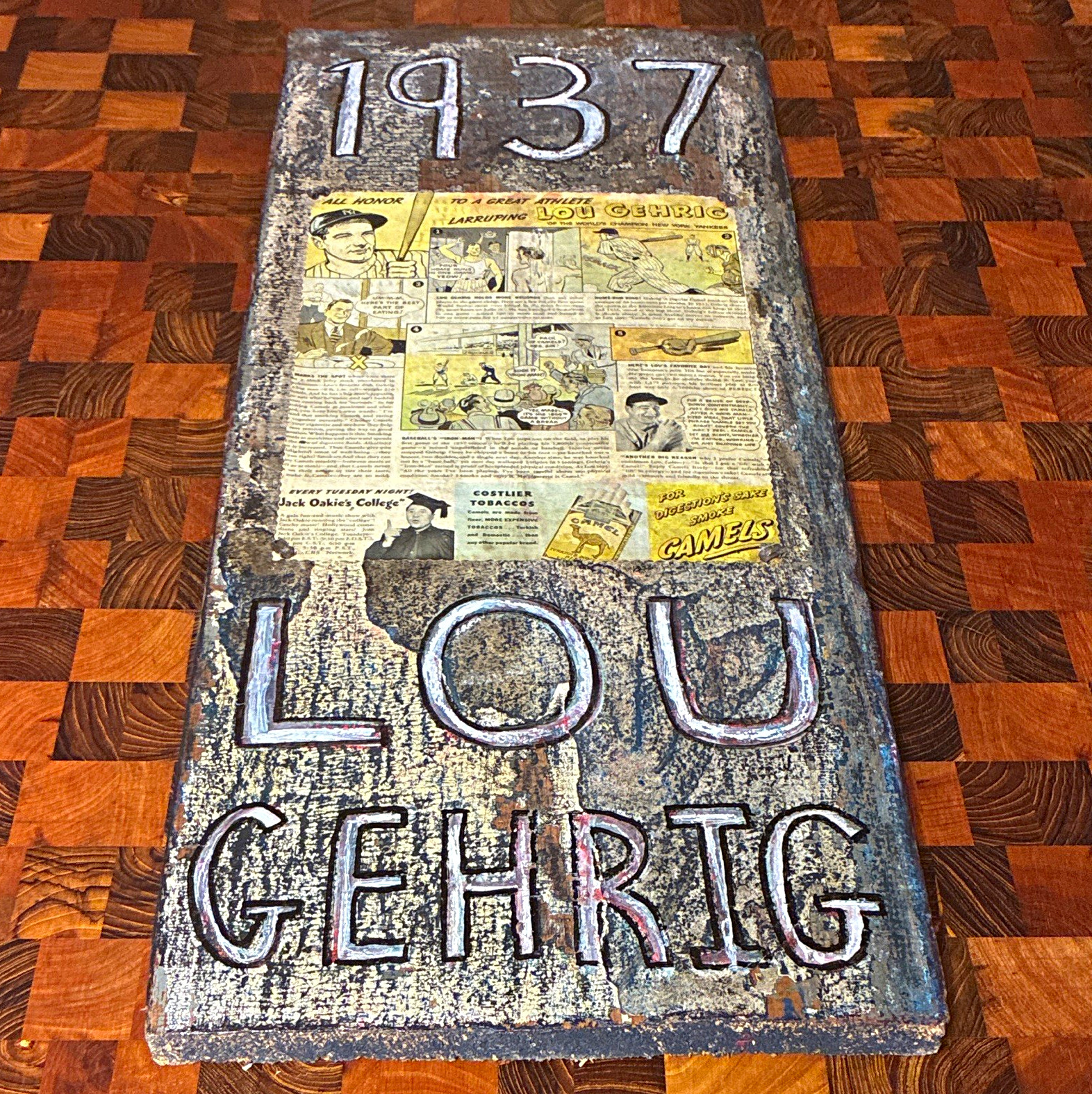 Camel 1937 Lou Gehrig Tobacco Advertising Sign/Plaque Camel 1937 Lou Gehrig Tobacco Advertising Sign/Plaque
