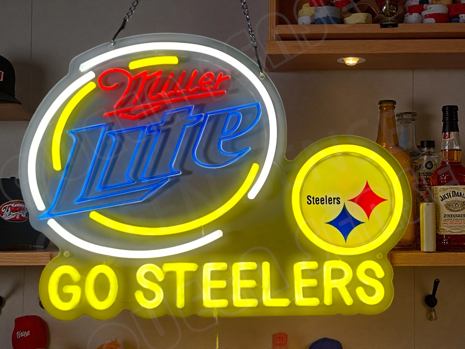 Miller Lite Beer Pittsburgh Steelers LED Neon Sign With Dimmer USB Powered Light Miller Lite Beer Pittsburgh Steelers LED Neon Sign With Dimmer USB Powered Light