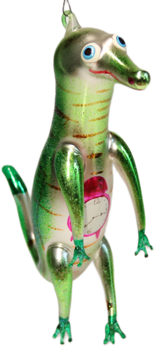 Vintage 1995 Christopher Radko Time For A Bite Crocodile Clock Ornament Italy 7" Vintage 1995 Christopher Radko Time For A Bite Crocodile Clock Ornament Italy 7"