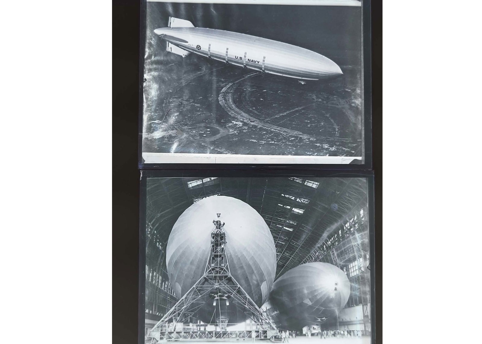 1931 US Navy USS Akron ZRS-4 Rigid Airship Blimp Hangar Glass Negatives (2) OOAK 1931 US Navy USS Akron ZRS-4 Rigid Airship Blimp Hangar Glass Negatives (2) OOAK