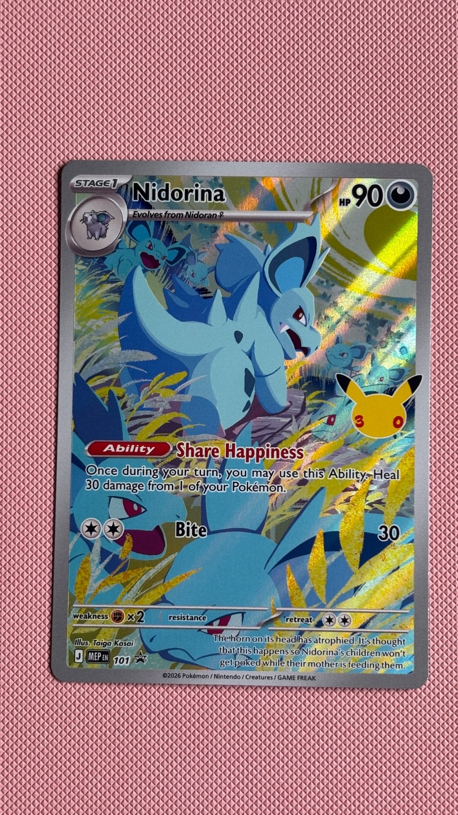 Pokemon TCG Nidorina MEP 101 Black Star Promo 30th Celebrations English Card
