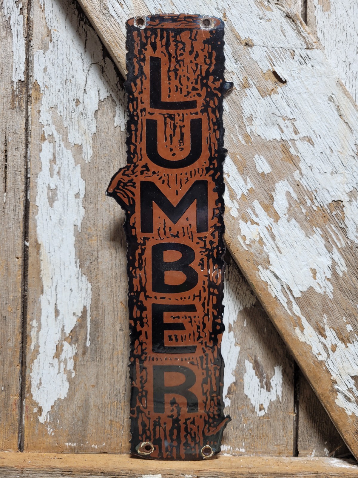 VINTAGE LUMBER PORCELAIN SIGN OLD LOGGING ANCHORAGE ALASKA SAWMILL WOOD TIMBER VINTAGE LUMBER PORCELAIN SIGN OLD LOGGING ANCHORAGE ALASKA SAWMILL WOOD TIMBER