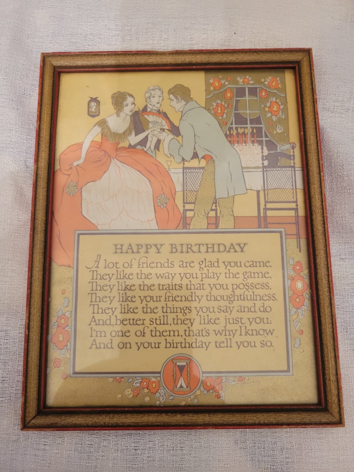 Rare 1900s Luckell & Kehm Art Print Birthday Message Framed Victorian Edwardian Rare 1900s Luckell & Kehm Art Print Birthday Message Framed Victorian Edwardian