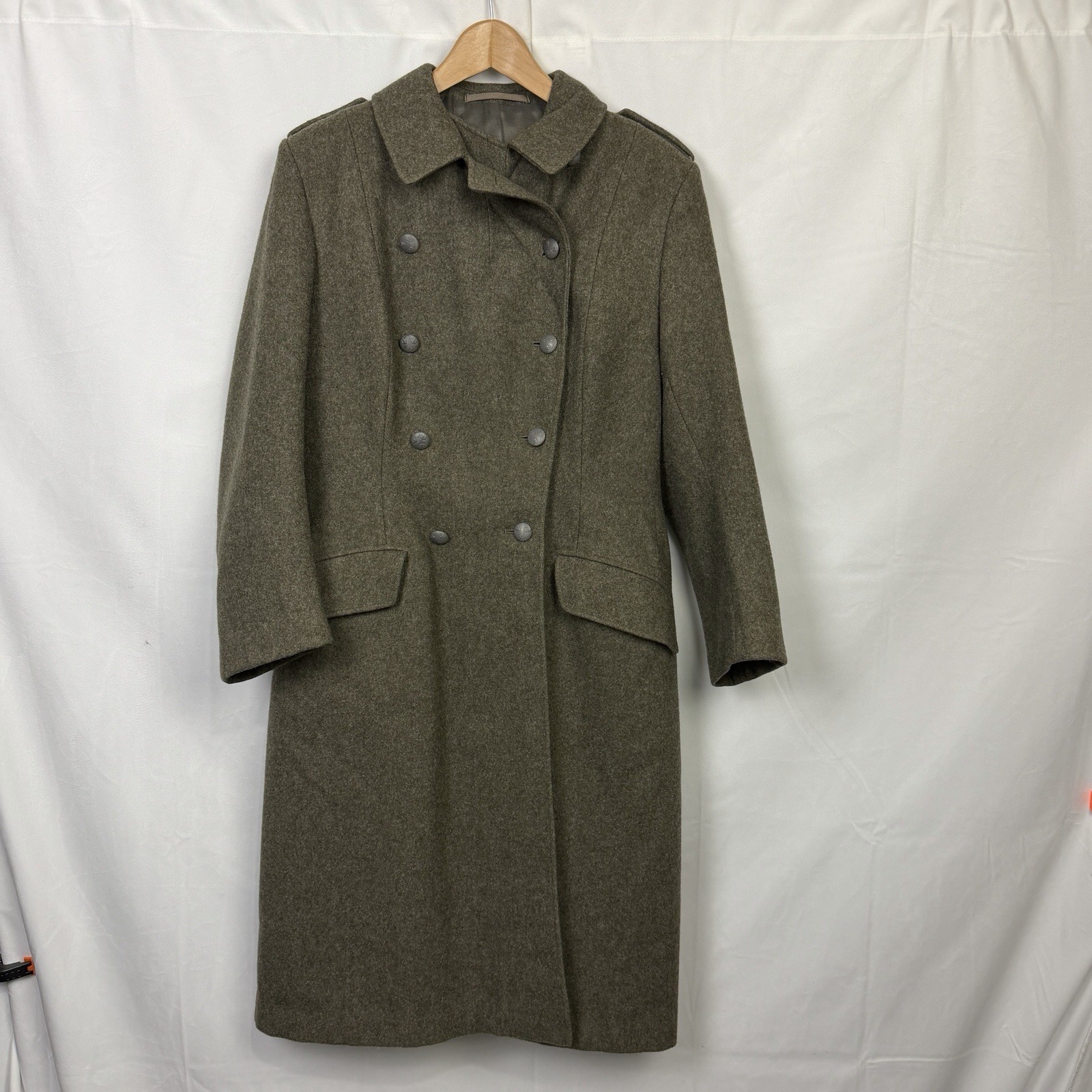 VTG Men's 1950s Swedish Army Wool Trench Coat 1956 Sz EU44 Overcoat