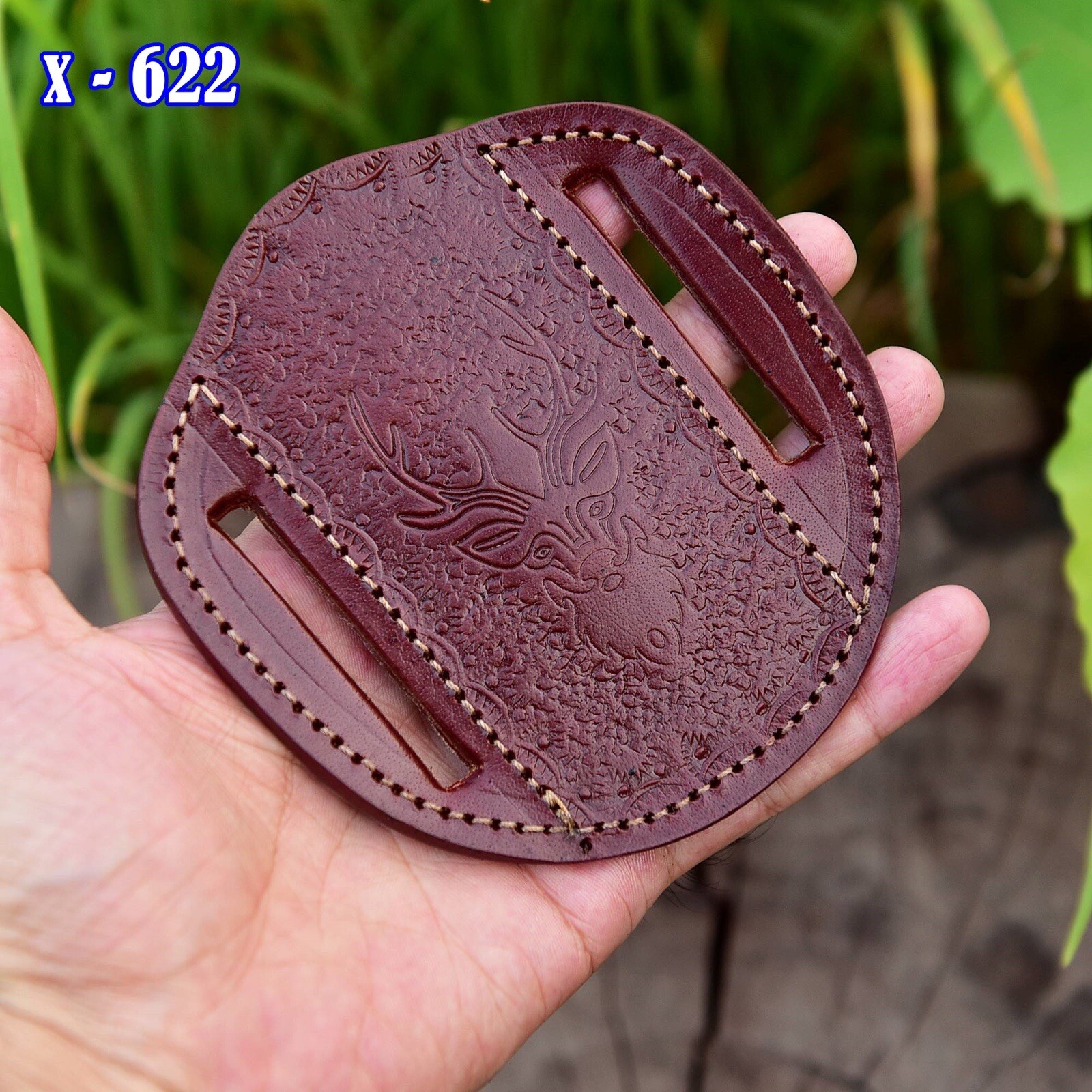 GENUINE LEATHER DEER ENGRAVED PANCAKE Folding Knife Outdoor Tool Sheath Holster GENUINE LEATHER DEER ENGRAVED PANCAKE Folding Knife Outdoor Tool Sheath Holster