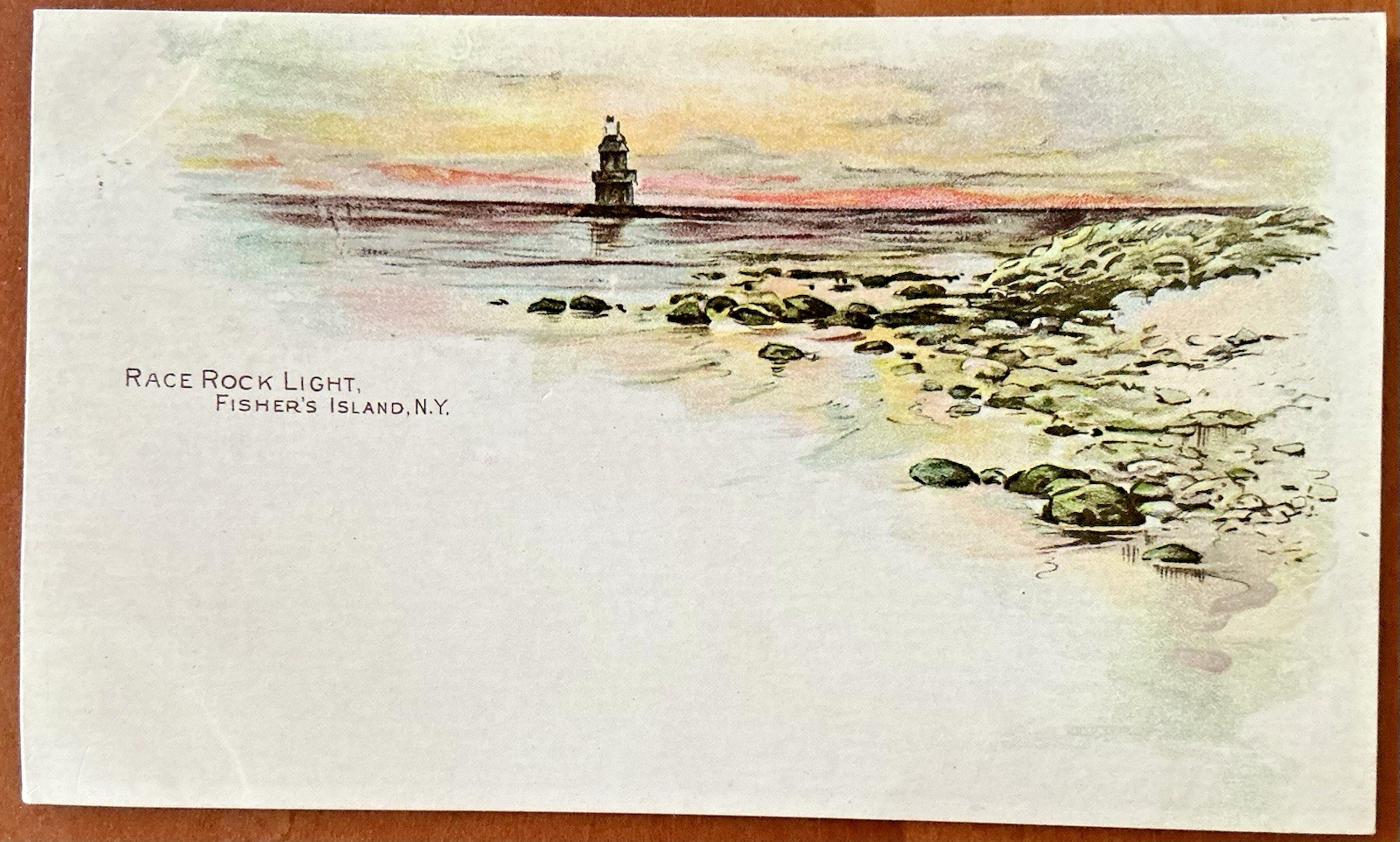 FISHERS ISLAND, NY, Race Rock Lighthouse VIEW ON RARE 1897 PIONEER POSTAL CARD FISHERS ISLAND, NY, Race Rock Lighthouse VIEW ON RARE 1897 PIONEER POSTAL CARD