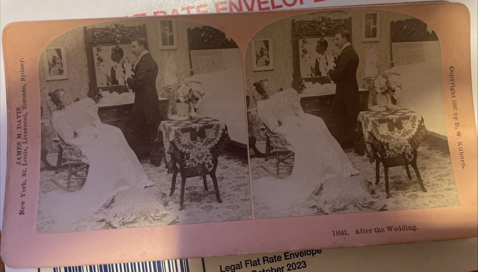 8 Antique 1897 B.W. Kilburn Victorian Wedding Stereoview cards narrative Set 8 Antique 1897 B.W. Kilburn Victorian Wedding Stereoview cards narrative Set