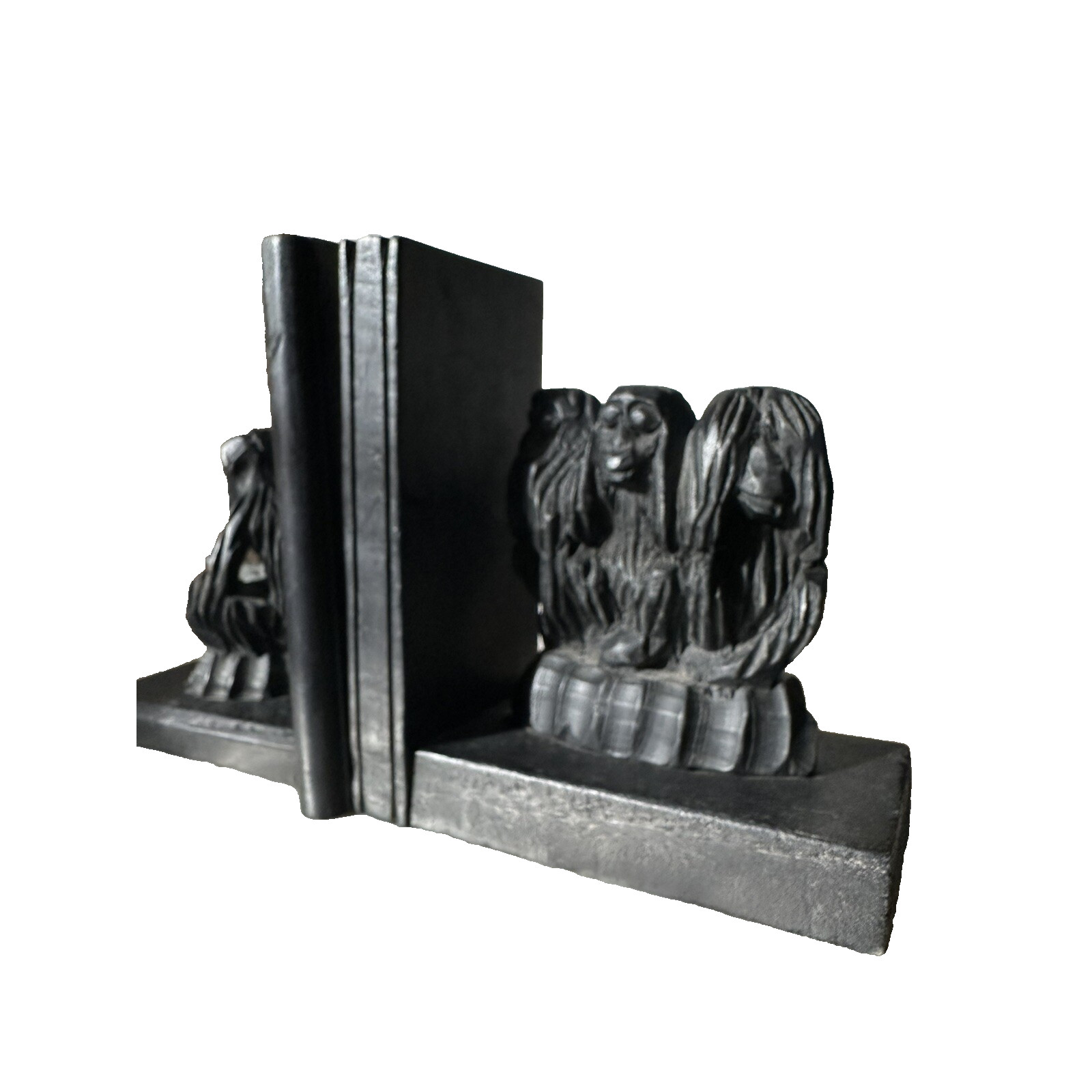 Vintage Pair Wood Carved Monkey Chimpanzee Bookends Ghana Black Set Of 2 Decor Vintage Pair Wood Carved Monkey Chimpanzee Bookends Ghana Black Set Of 2 Decor