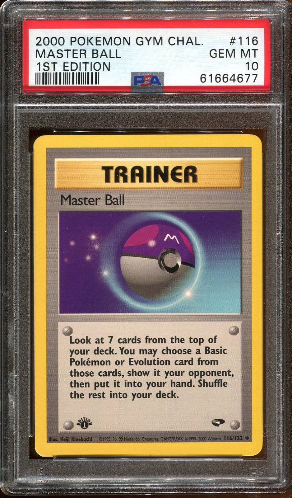 PSA 10 1st Edition Master Ball 116/132 Gym Challenge Pokemon Card 2000 LOW POP