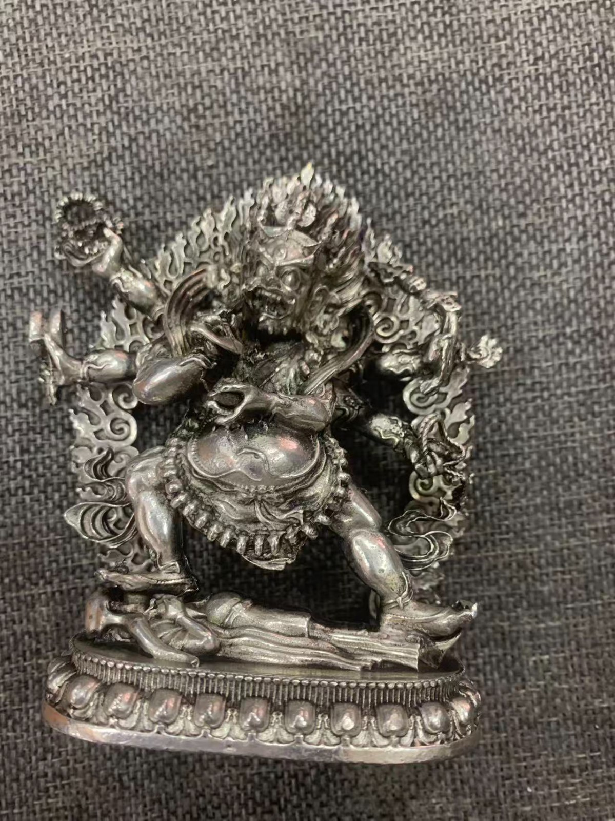 Wonderful Hand Made Tibetan Silver *Six-Armed Mahakala* Statue Wonderful Hand Made Tibetan Silver *Six-Armed Mahakala* Statue