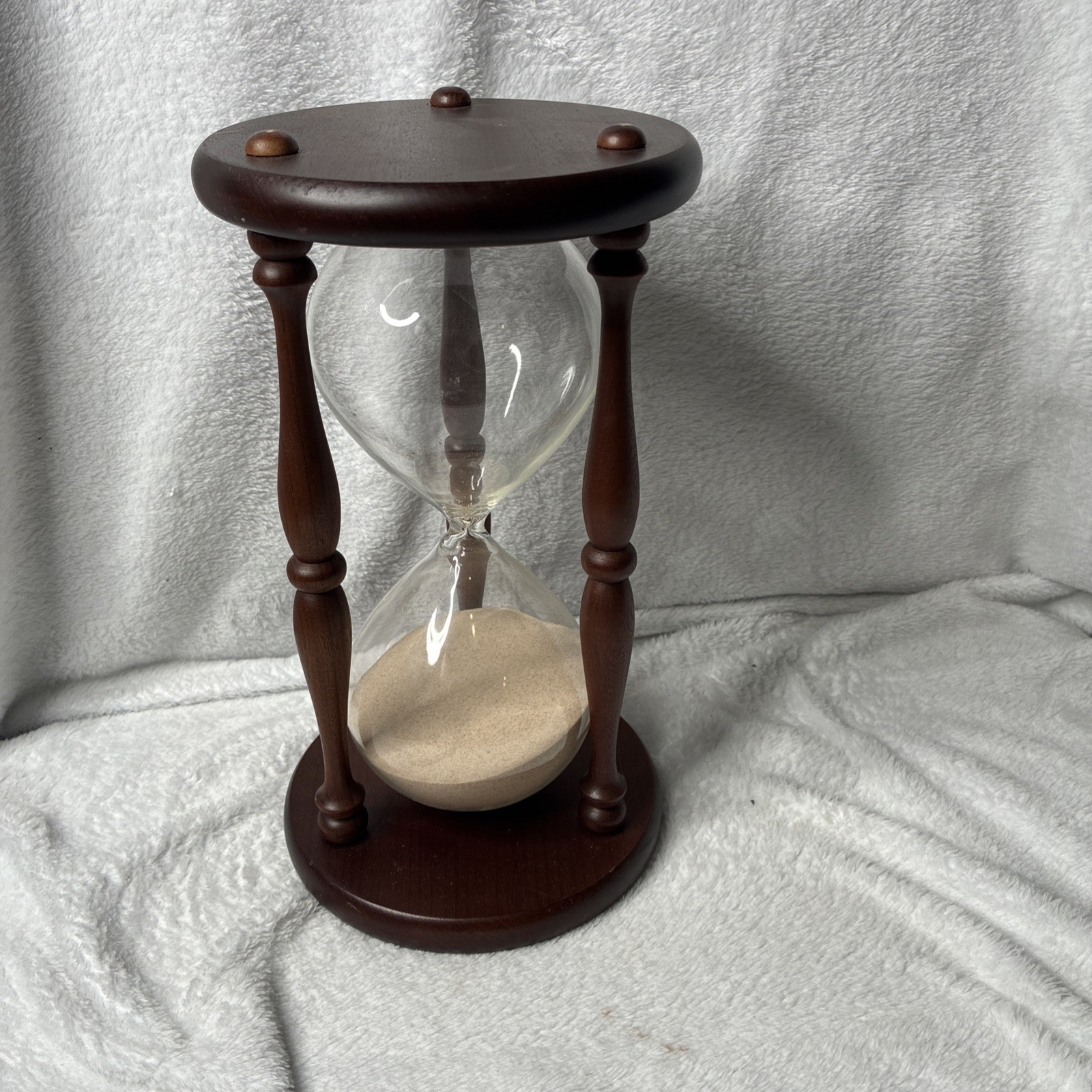 VTG 12.5" Spindle Wood Hourglass Tan Sand Timer 1 Hour Wooden Decor Nautical VTG 12.5" Spindle Wood Hourglass Tan Sand Timer 1 Hour Wooden Decor Nautical