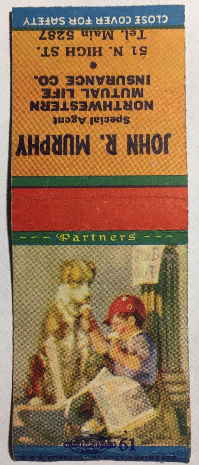 Vintage Matchbook Cover John R. Murphy - Northwestern Mutual Life Insurance Co.