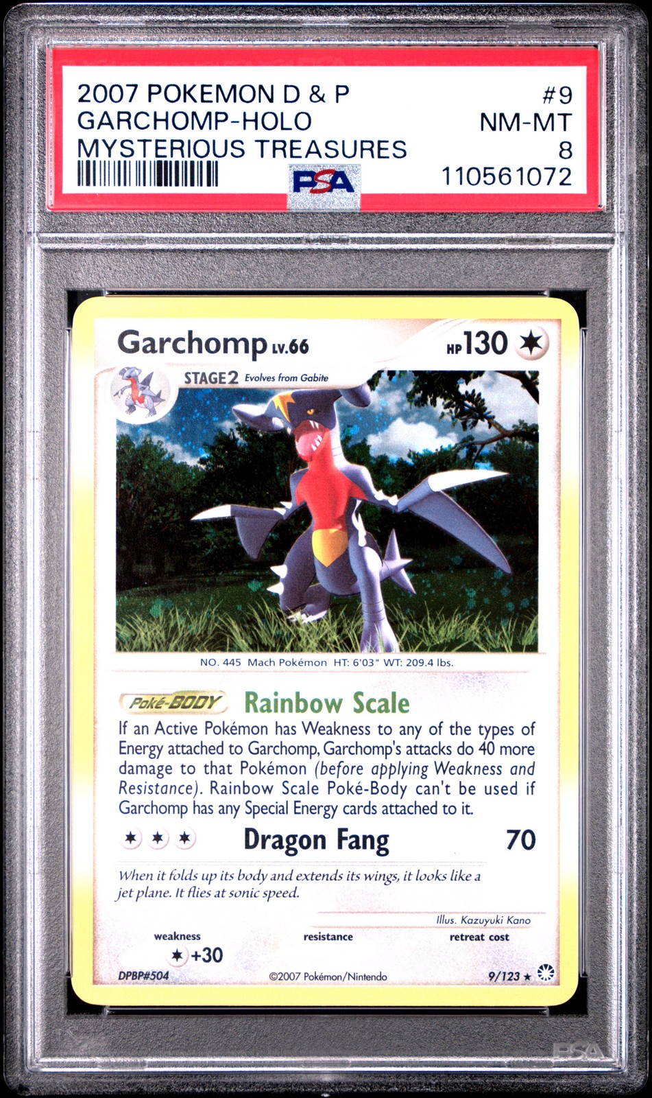 PSA 8 GARCHOMP 9/123 | DP Mysterious Treasures Holo Pokemon Card