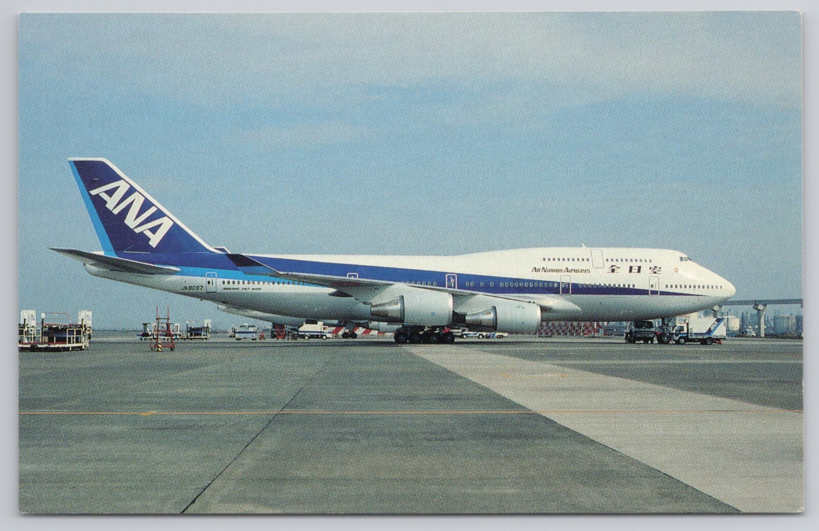 Postcard ALL NIPPON AIRWAYS Haneda Airport, Tokyo, Japan Boeing 8-747-481 JA8097 Postcard ALL NIPPON AIRWAYS Haneda Airport, Tokyo, Japan Boeing 8-747-481 JA8097
