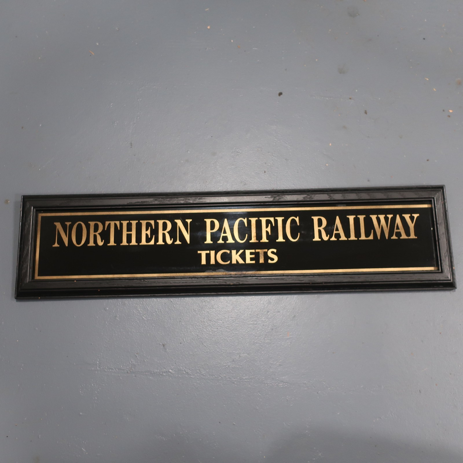 1930s NORTHERN PACIFIC RailwayRailroad Train Ticket Reverse Painted Glass Sign 1930s NORTHERN PACIFIC RailwayRailroad Train Ticket Reverse Painted Glass Sign