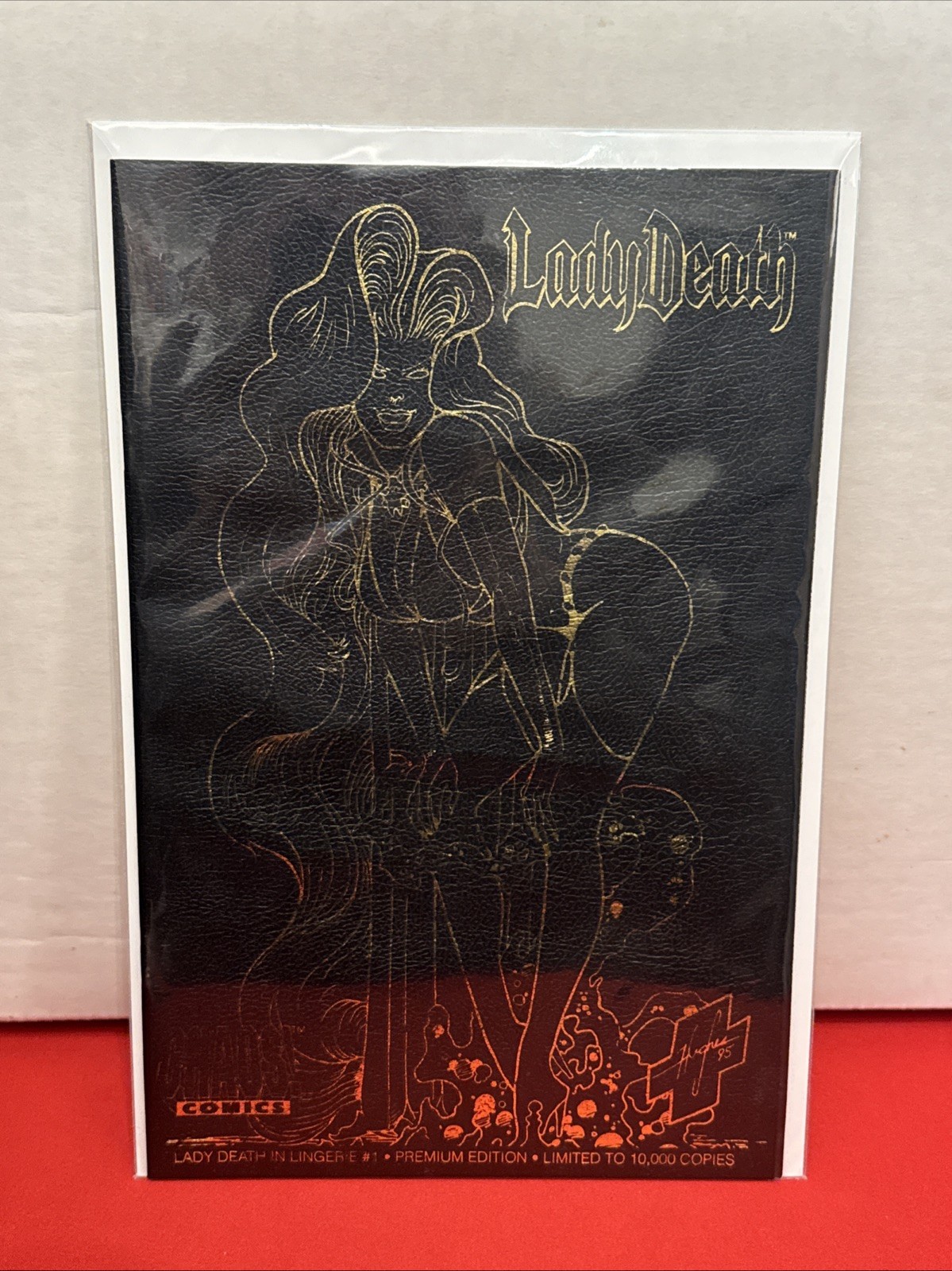 Lady Death in Lingerie #1 1995 Premium Leather Edition Ltd 10000 Chaos Comics Lady Death in Lingerie #1 1995 Premium Leather Edition Ltd 10000 Chaos Comics