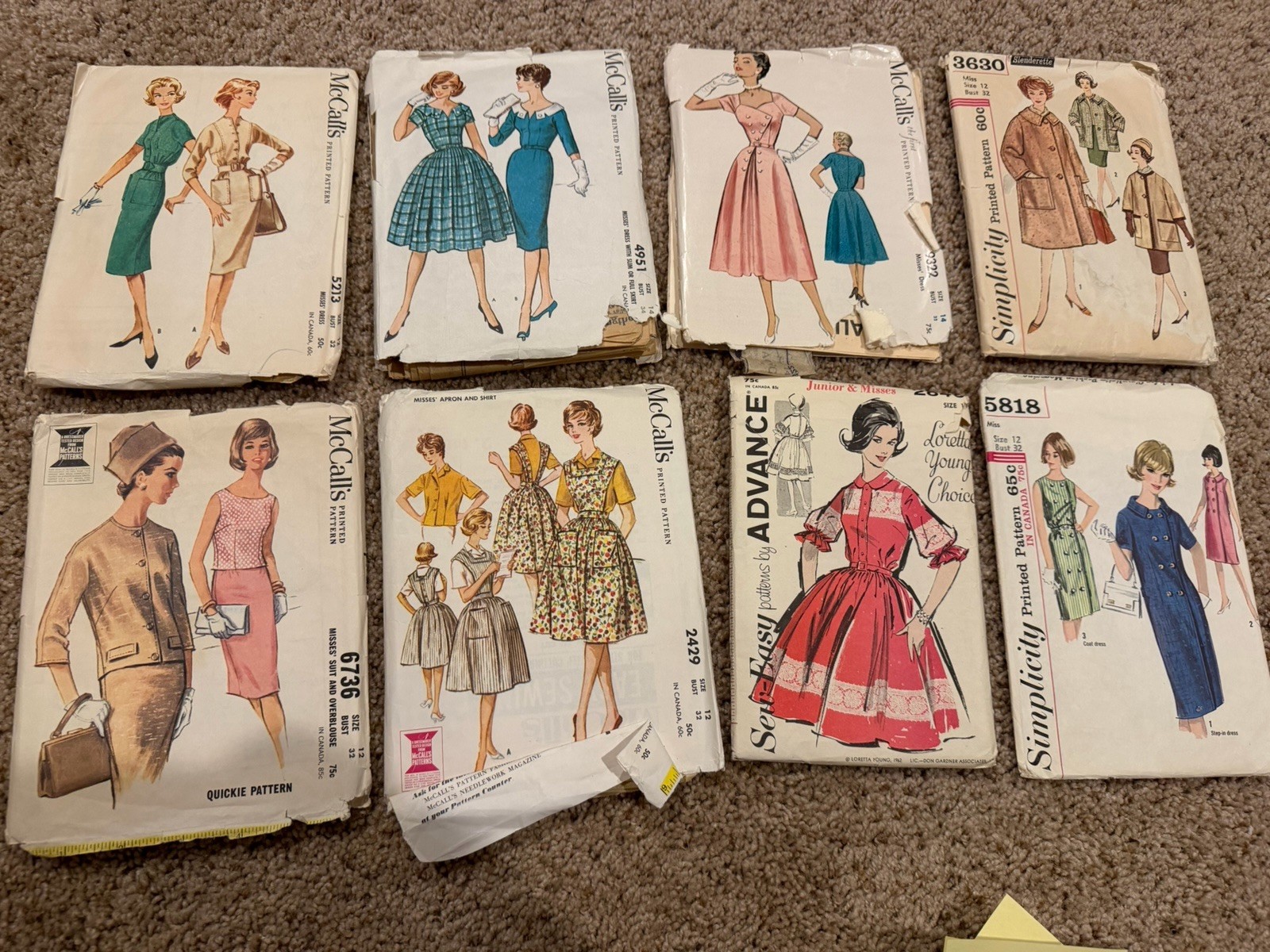 Lot 8 Vintage 1960s Sewing Patterns McCalls Simplicity Advance Dresses Lot 8 Vintage 1960s Sewing Patterns McCalls Simplicity Advance Dresses
