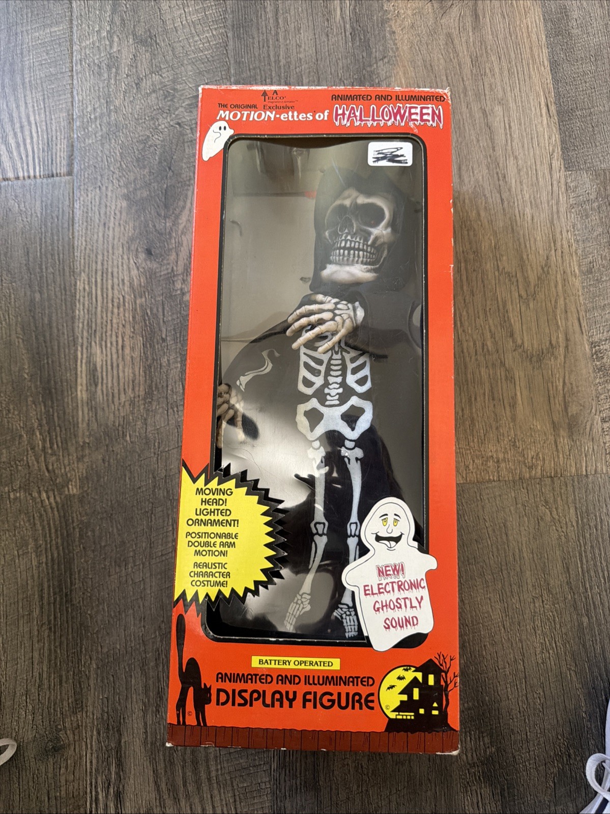 Vintage 1990 Telco Halloween Skeleton Grim Reaper Motionette 18" (Working) w/Box Vintage 1990 Telco Halloween Skeleton Grim Reaper Motionette 18" (Working) w/Box