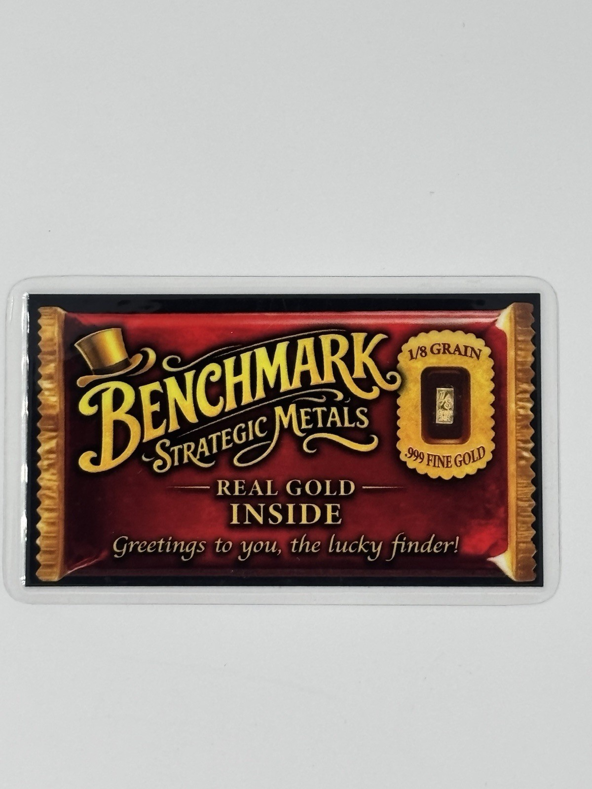 5pack Benchmark Strategic Metals .999 Fine Gold Bar 1/8 Grain Candy Wrapper Card