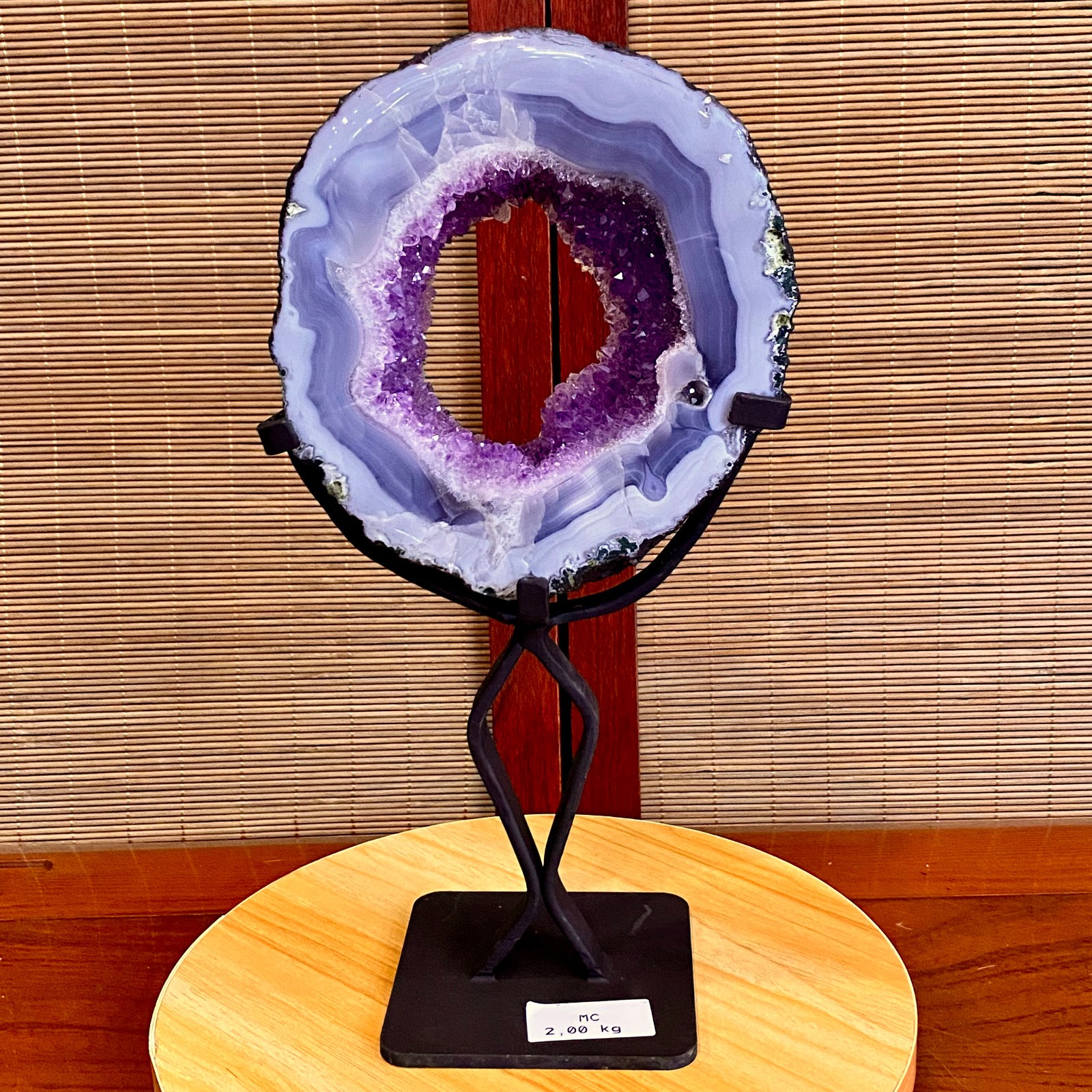 4.4LB  Natural Amethyst Cave Crystal Slice Crescent shaped Hand Cut Repai