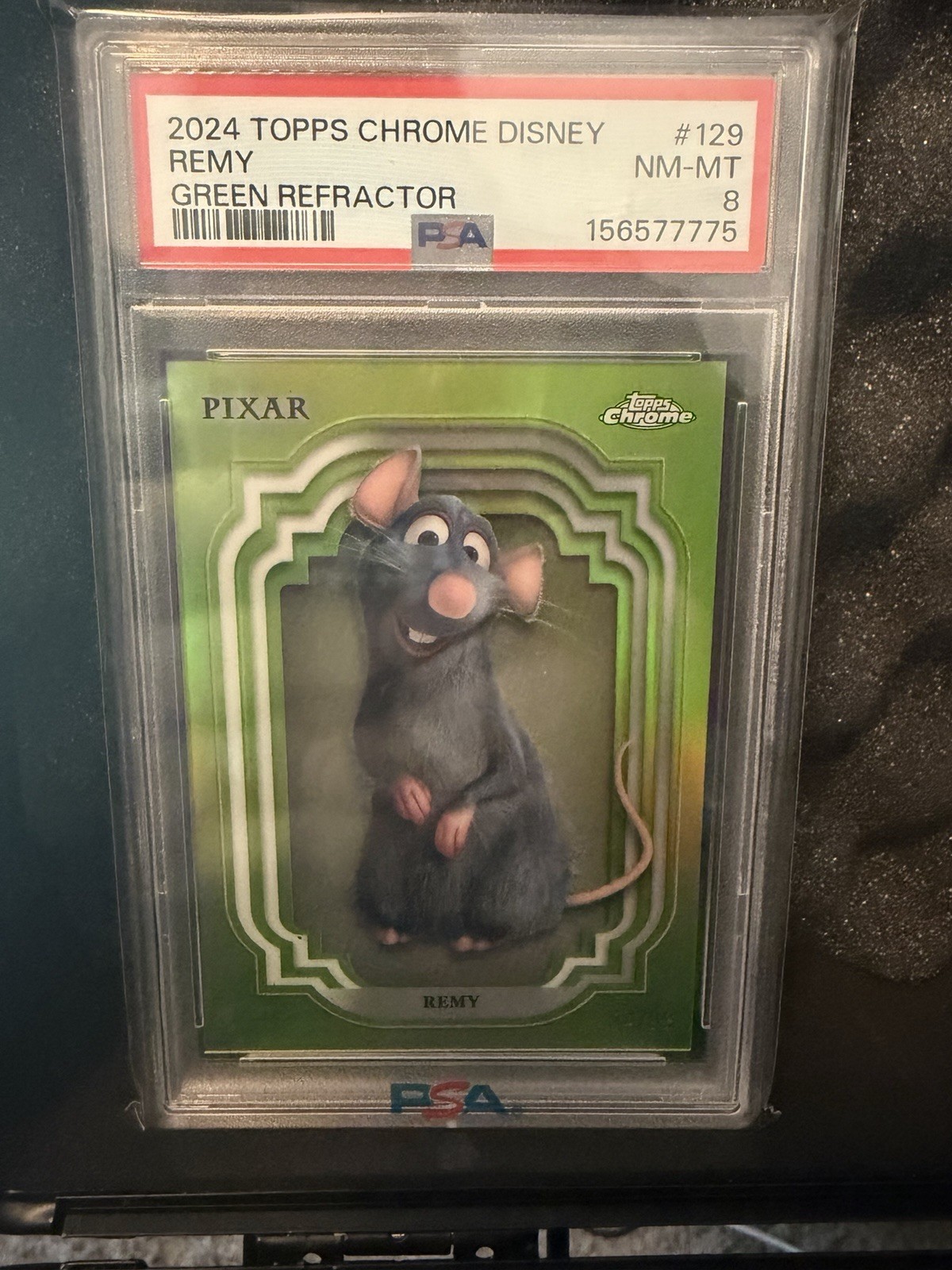 Topps 2024 Topps Chrome Disney Pixar Remy Green Refractor #129 PSA 8 Topps 2024 Topps Chrome Disney Pixar Remy Green Refractor #129 PSA 8