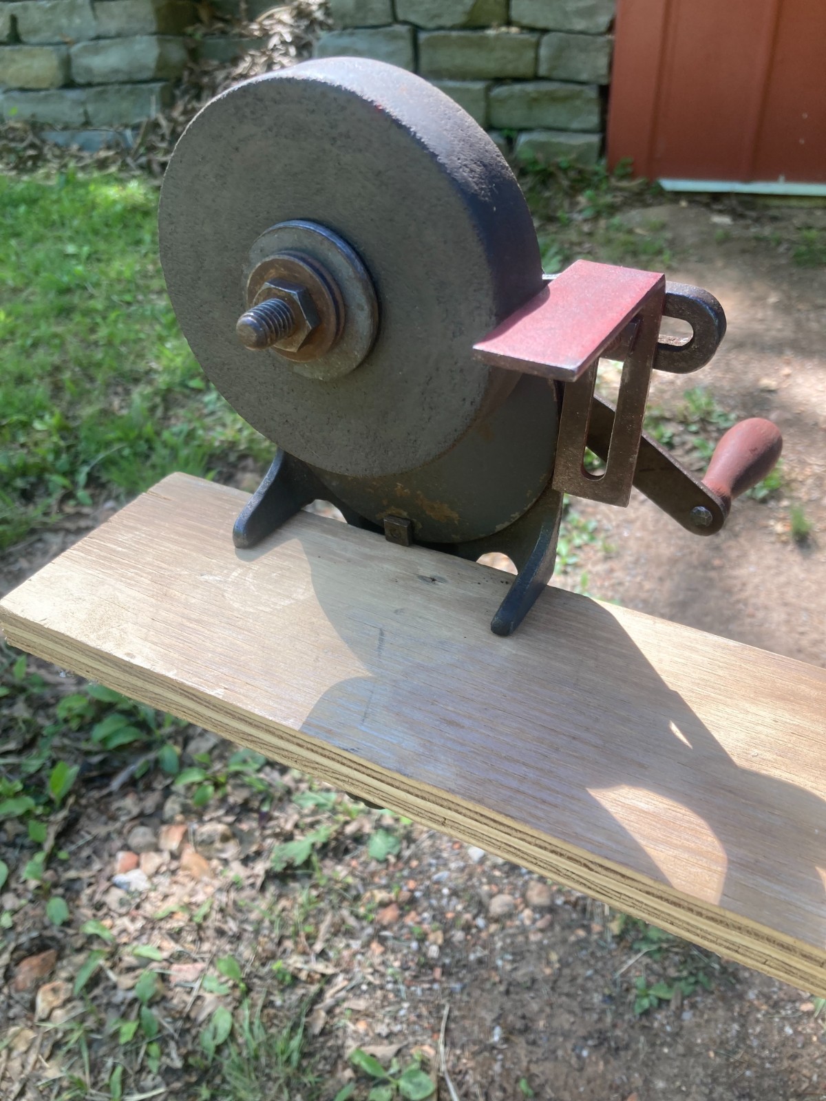 Antique hand crank bench grinder Antique hand crank bench grinder