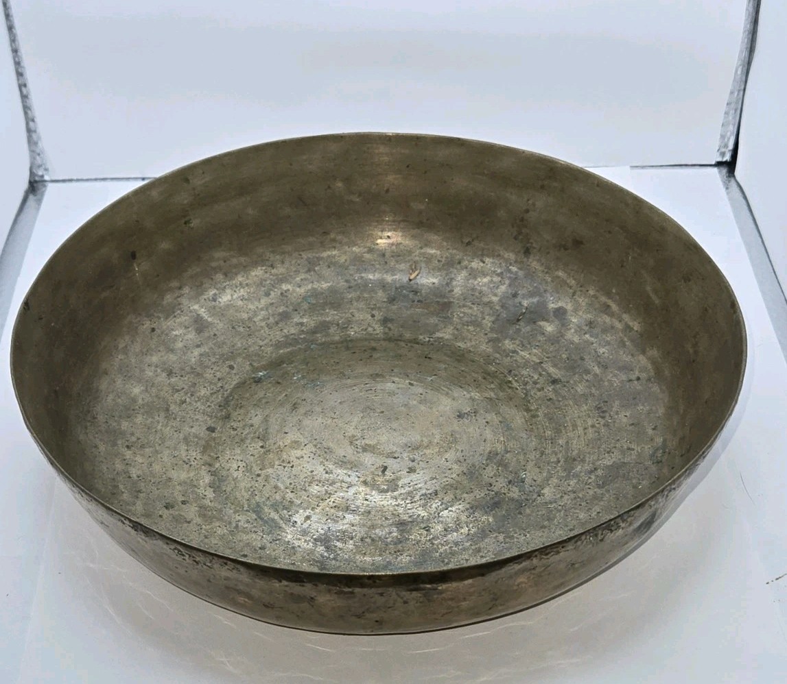 Antique Himalayan Singing Bowl 9" Shallow Manipuri Bronze Meditative Sound... Antique Himalayan Singing Bowl 9" Shallow Manipuri Bronze Meditative Sound...