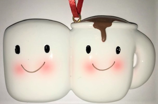 Hot Chocolate Cocoa + Marshmallow Ornament Two Person Family Couple Engaged Gift
