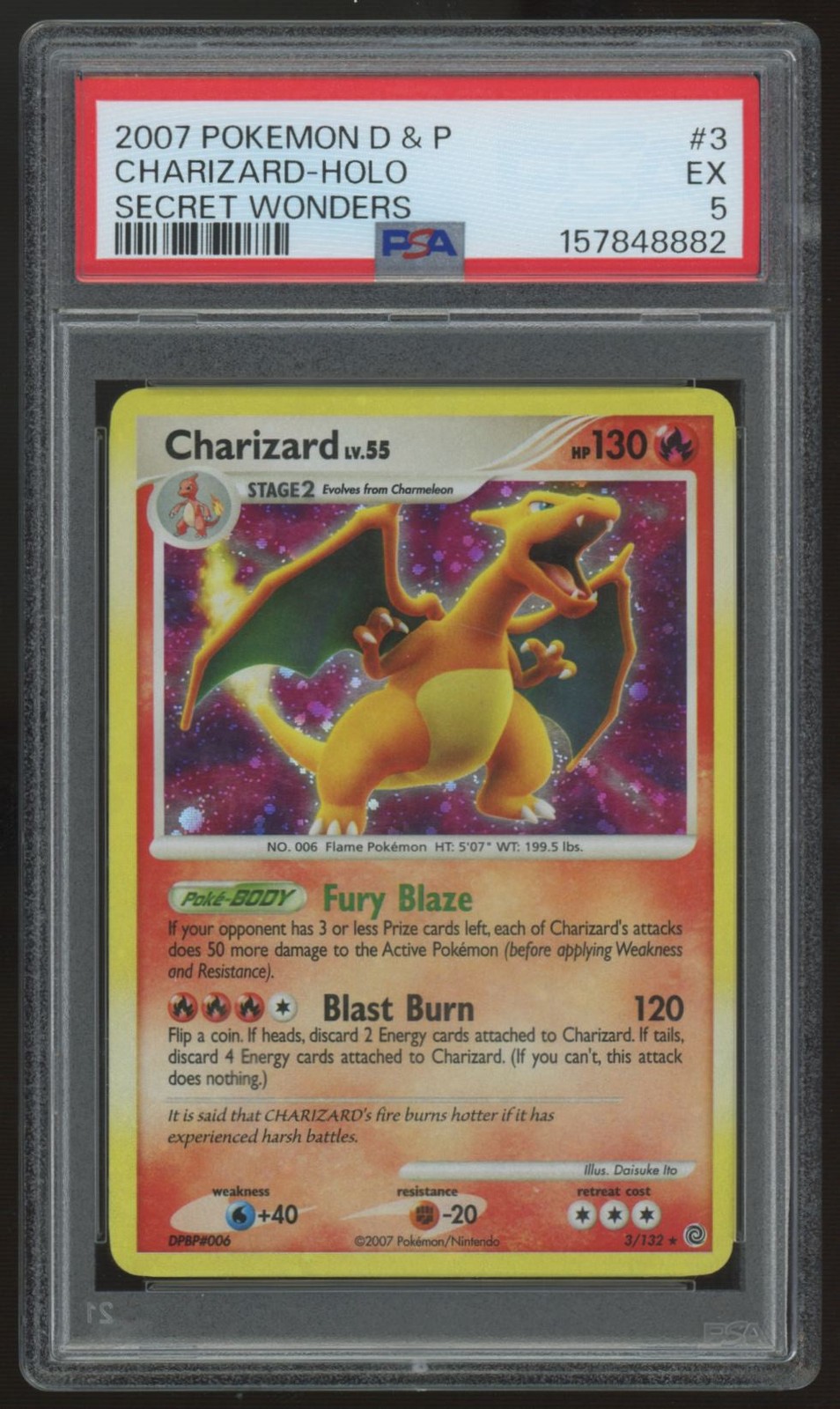 2007 Pokemon Charizard Secret Wonders Holo #3 PSA 5 (E) 2007 Pokemon Charizard Secret Wonders Holo #3 PSA 5 (E)