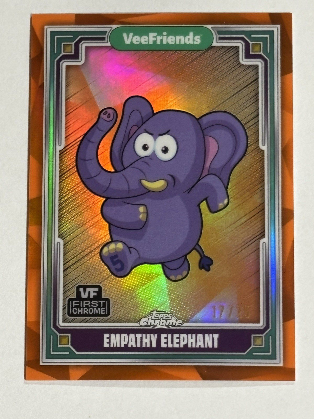 2025 Topps Chrome VeeFriends Empathy Elephant Orange Refractor /25 17/25 2025 Topps Chrome VeeFriends Empathy Elephant Orange Refractor /25 17/25
