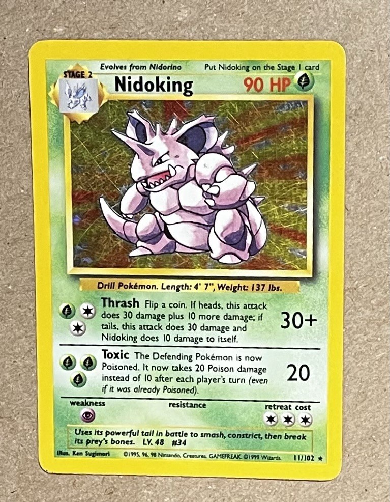 1999 Pokémon Base Set Nidoking Holo 11/102 English Wizards  Ken Sugimori
