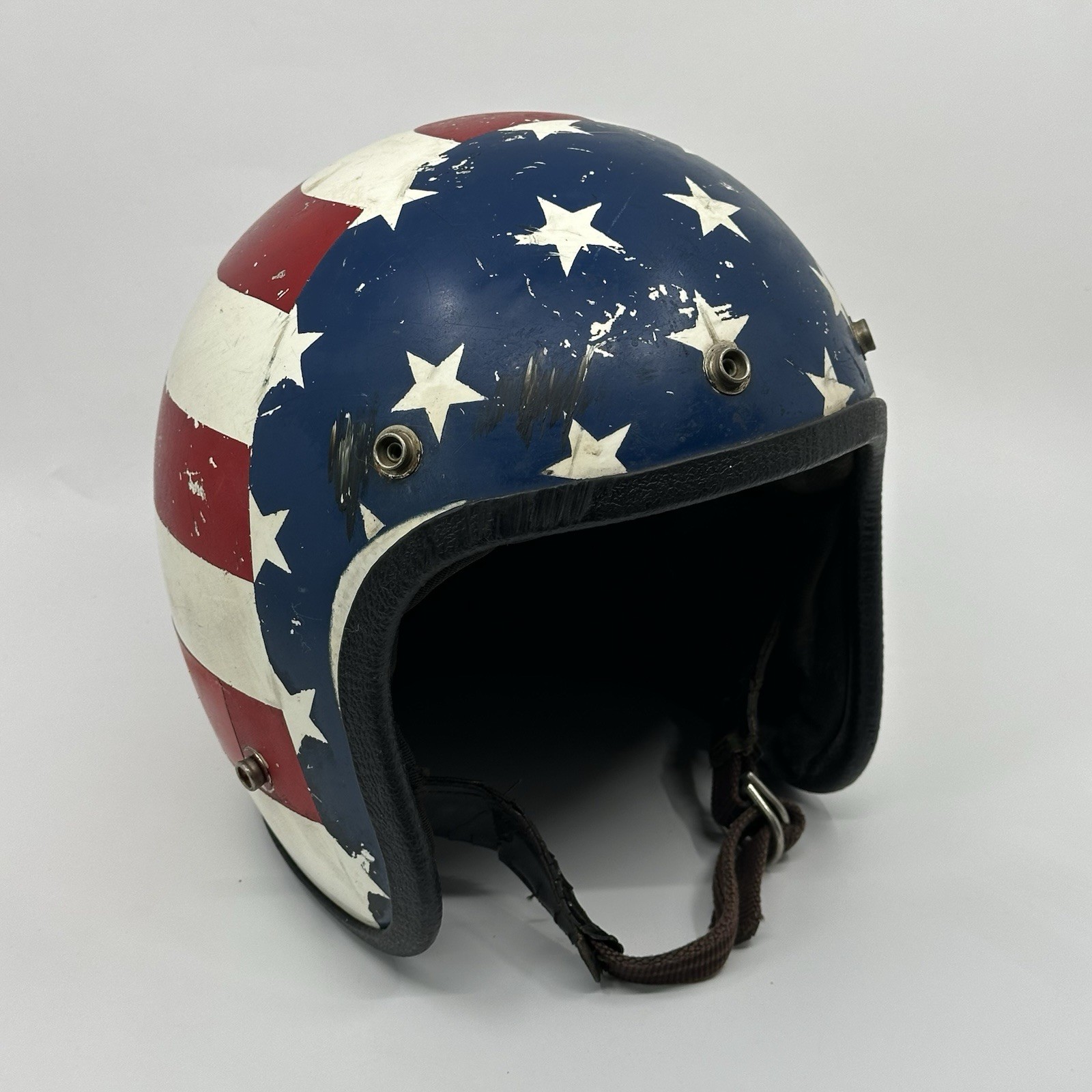 RARE VTG PIP “It’s A PIP” GP-2 Motorcycle Helmet 5 Snap Front STARS/Stripes USA