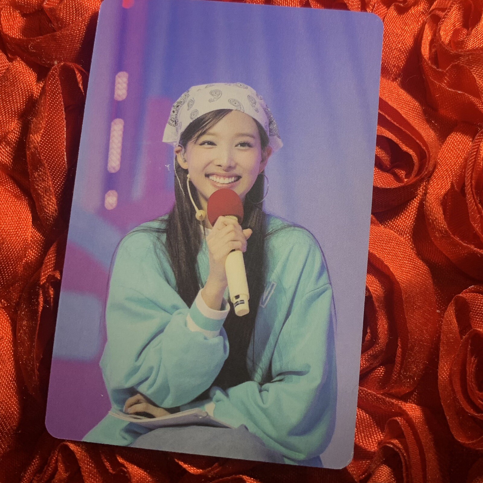 NAYEON TWICE 2024 Suits Celeb K-pop Girl Photo Card Bandanna Blue NAYEON TWICE 2024 Suits Celeb K-pop Girl Photo Card Bandanna Blue
