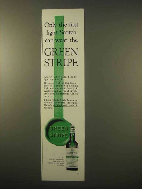1963 Usher's Green Stripe Scotch Ad