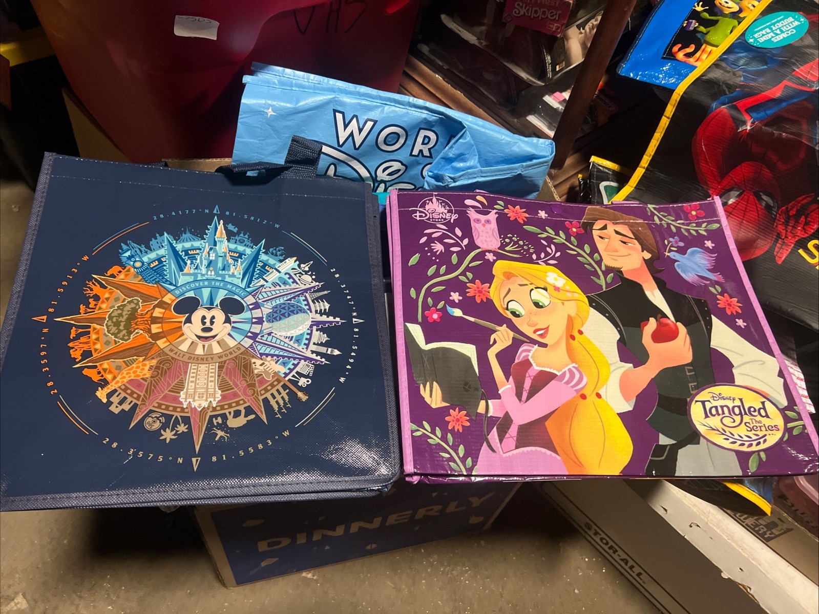 2 Disney Store WDW & Tangled the series Reusable Shopping Bags Totes New 2 Disney Store WDW & Tangled the series Reusable Shopping Bags Totes New