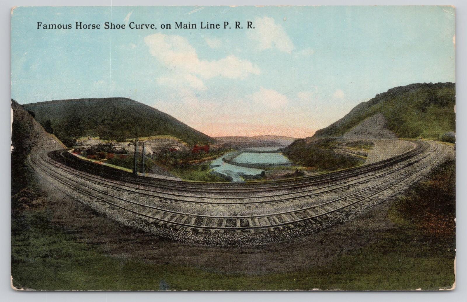 Famous Horse Shoe Curve on Main Line P.R.R., Vintage Postcard Famous Horse Shoe Curve on Main Line P.R.R., Vintage Postcard