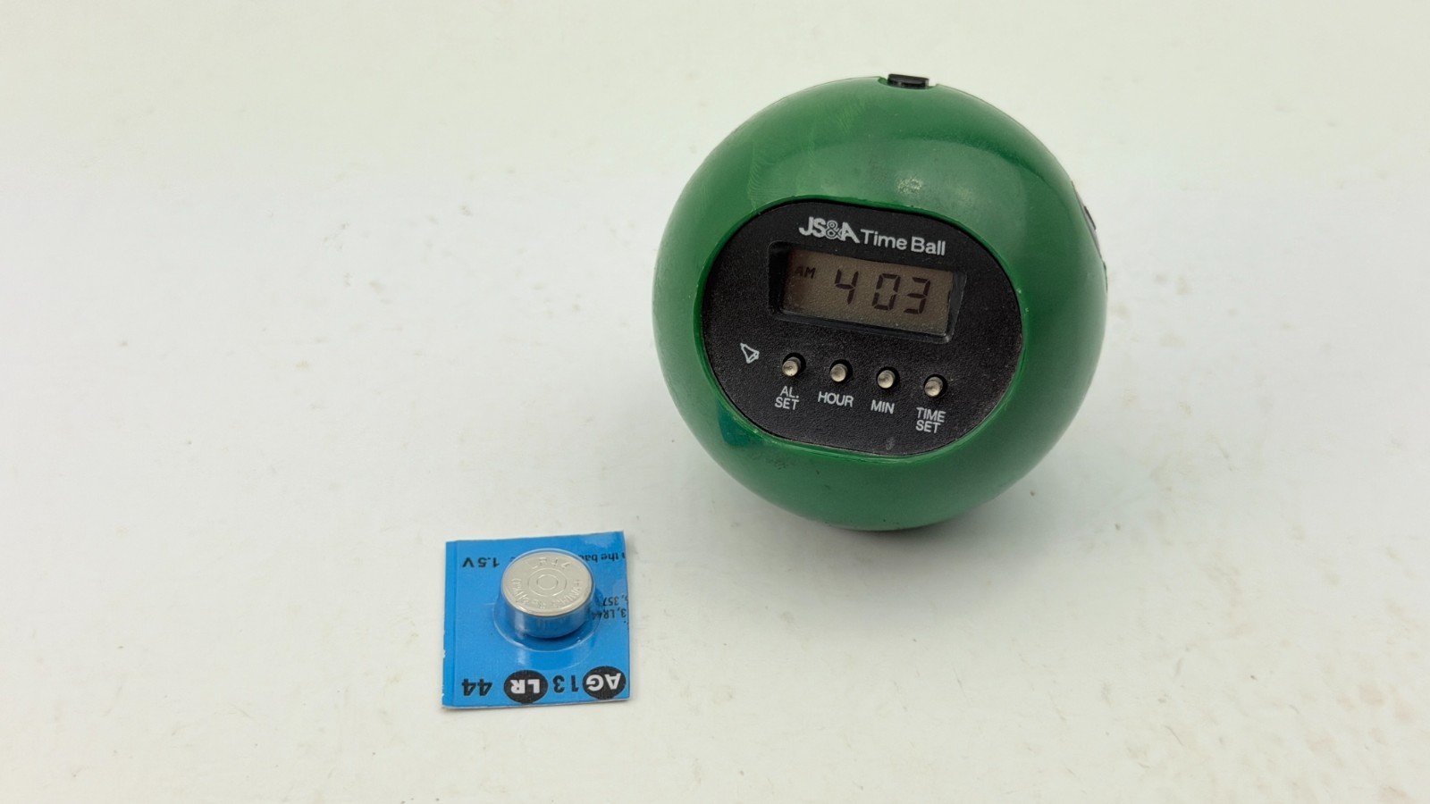 Vintage JS&A Time Ball Alarm Clock Round Green Small 2.25" - Working Vintage JS&A Time Ball Alarm Clock Round Green Small 2.25" - Working
